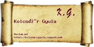Kolcsár Gyula névjegykártya